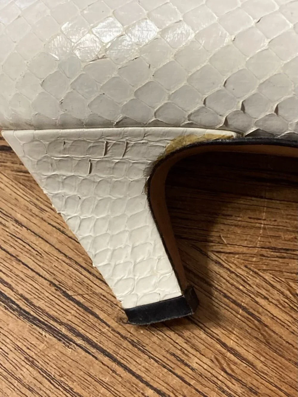 Vintage Thomas Wallace Cream Snakeskin Shoes - Picture 8 of 9